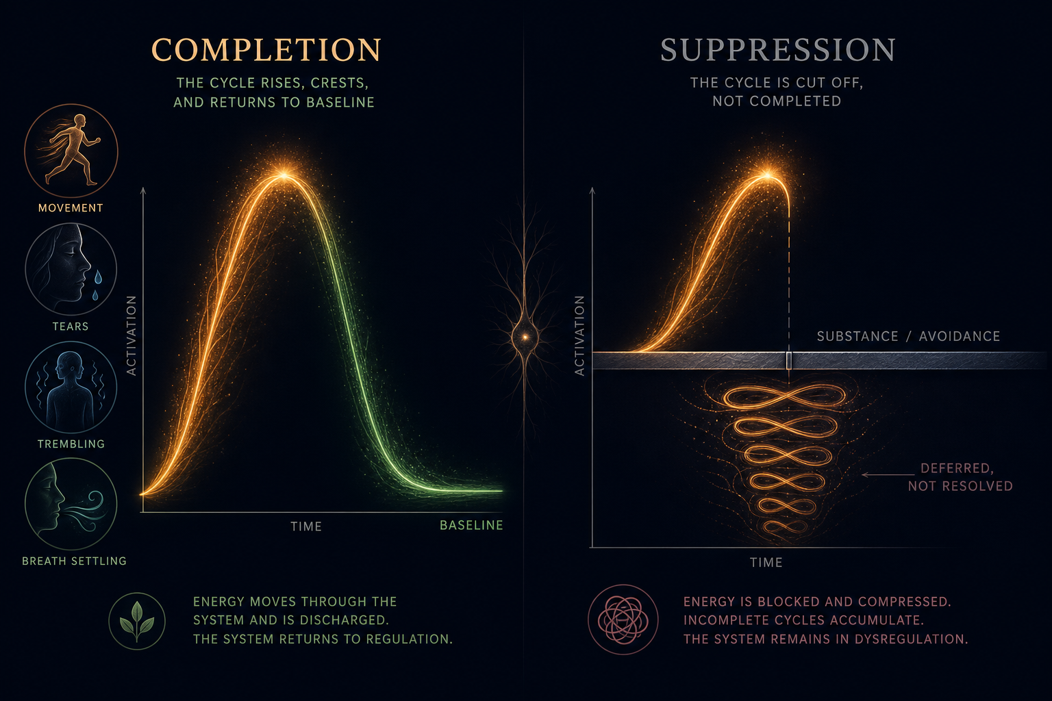 Nervous System Cycle — Completion vs Suppression